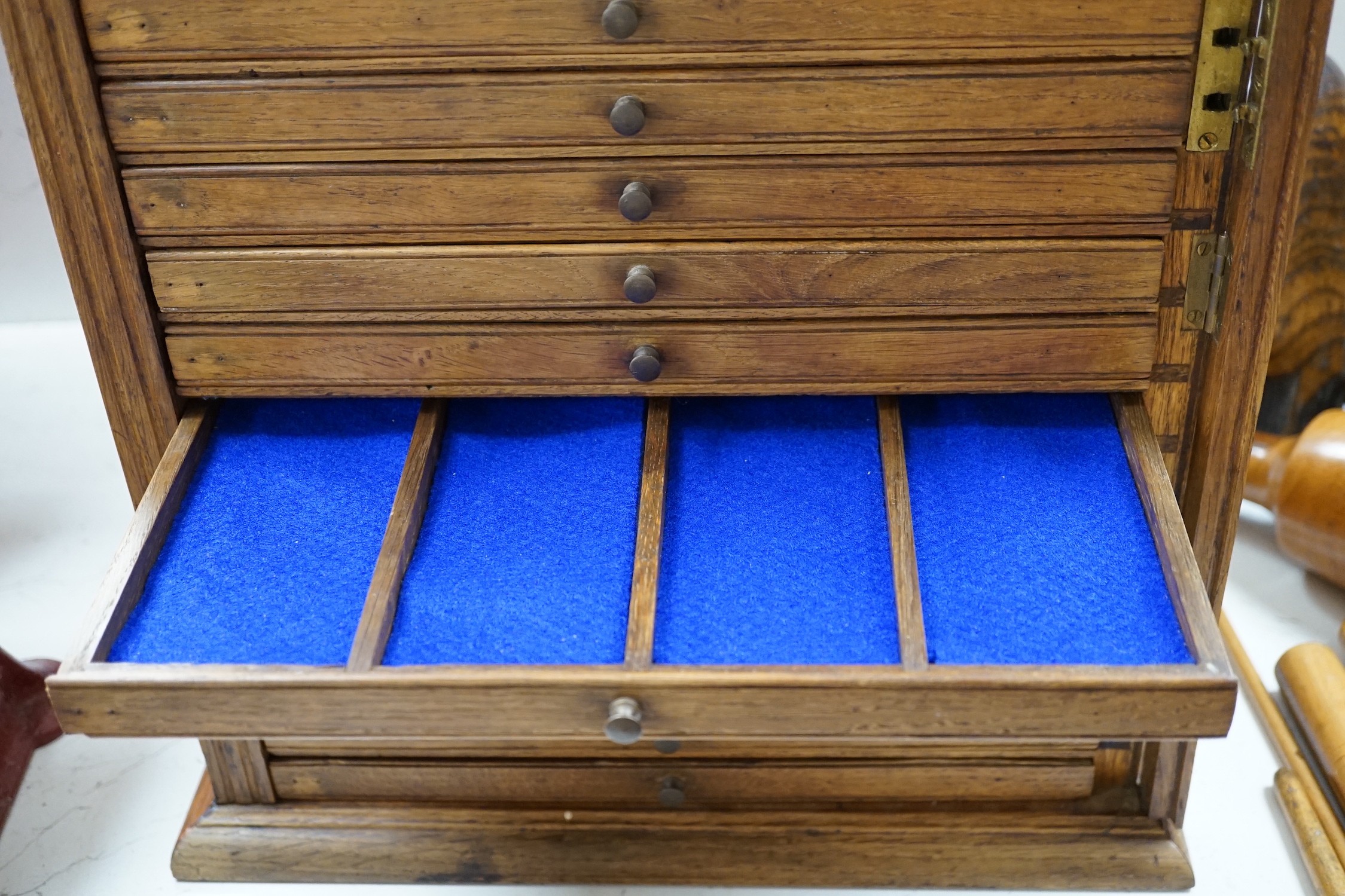 An oak coin collector's chest, 56cm